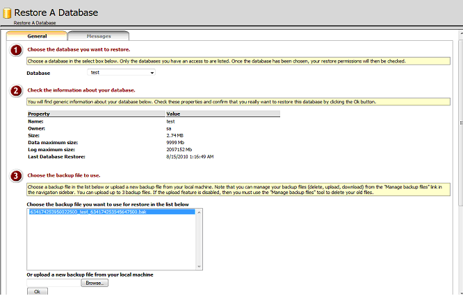 myLittleBackup - Restoring a MS SQL Database #1